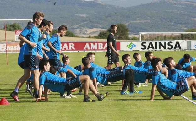 Los albiazules, durante un entrenamiento de la anterior pretemporada.