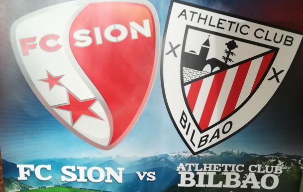carteles en Crans-Montana anuncian el partido.