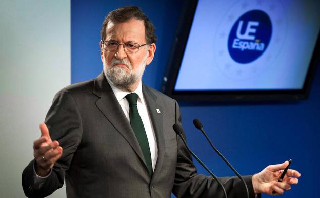 El presidente del Gobierno, Mariano Rajoy, ayer en su comparecencia ante los medios en Bruselas./EFE