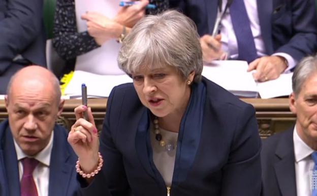Theresa May, durante su intervención ante la Cámara de los Comunes./Afp