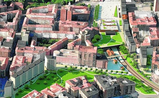 Recreación de parte del plan, con un parque de 15.000 metros cuadrados y 277 viviendas. /Ayuntamiento de Basauri
