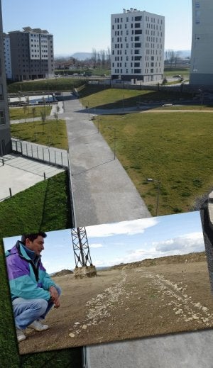 Julio Núñez observa los restos de la iter XXXIV que ahora se puede ver en el parque Mariturri. ::
I. AIZPURU/