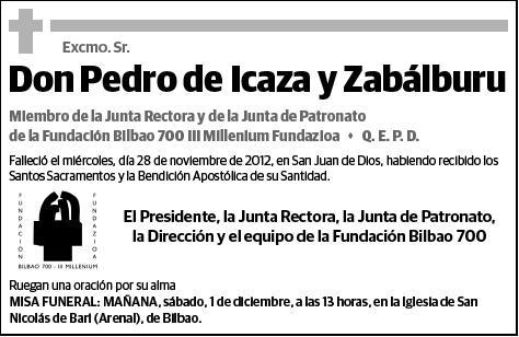 DE ICAZA Y ZABALBURU,PEDRO