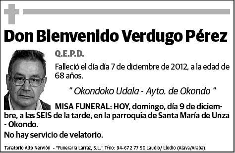 VERDUGO PEREZ,BIENVENIDO