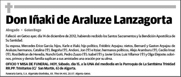DE ARALUZE LANZAGORTA,IÑAKI