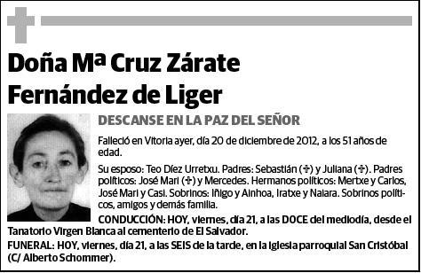 ZARATE FERNANDEZ DE LIGER,Mª CRUZ
