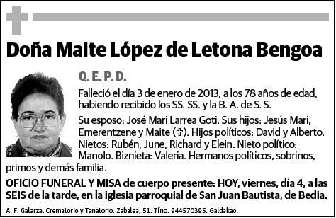 LOPEZ DE LETONA BENGOA,MAITE