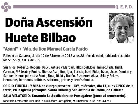 HUETE BILBAO,ASCENSION