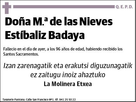 ESTIBALIZ BADAYA,Mª DE LAS NIEVES