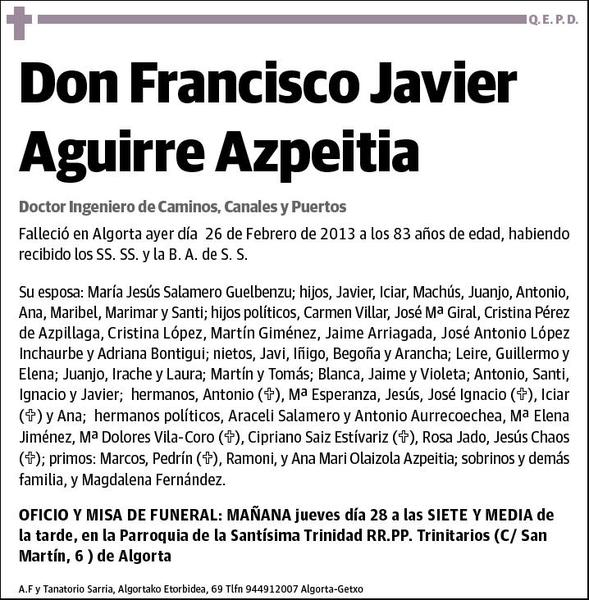 AGUIRRE AZPEITIA,FRANCISCO JAVIER