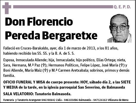 PEREDA BERGARETXE,FLORENCIO