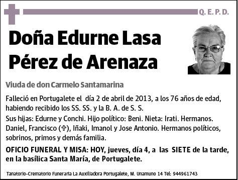 LASA PEREZ DE ARENAZA,EDURNE
