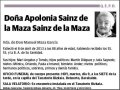 SAINZ DE LA MAZA SAINZ DE LA MAZA,APOLONIA