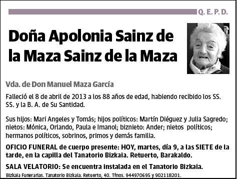 SAINZ DE LA MAZA SAINZ DE LA MAZA,APOLONIA