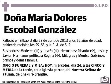 ESCOBAL GONZALEZ,MARIA DOLORES
