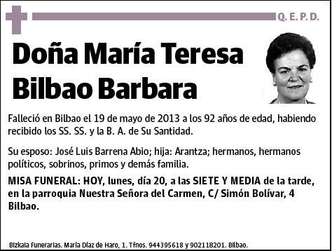 BILBAO BARBARA,MARIA TERESA