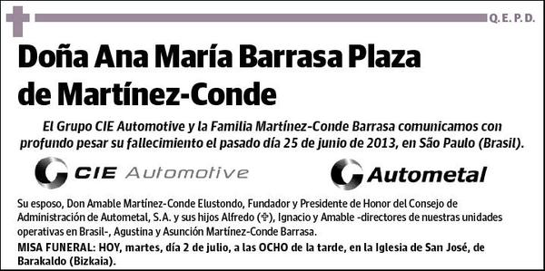 BARRASA PLAZA DE MARTÍNEZ-CONDE,ANA MARIA