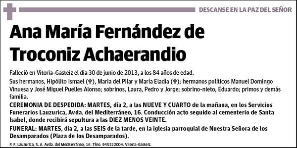 FERNANDEZ DE TROCONIZ ACHAERANDIO,ANA MARIA