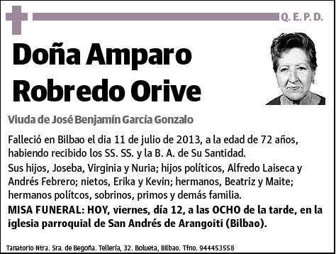 ROBREDO ORIVE,AMPARO