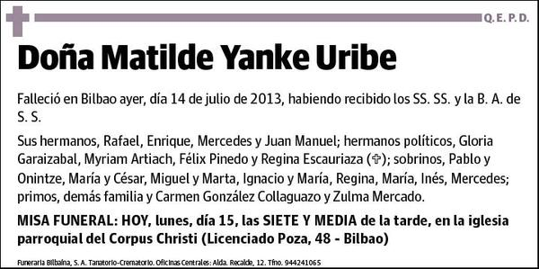 YANKE URIBE,MATILDE