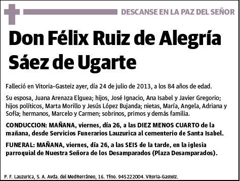 RUIZ DE ALEGRIA SAEZ DE UGARTE,FELIX