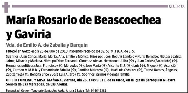 DE BEASCOECHEA Y GAVIRIA,MARIA ROSARIO