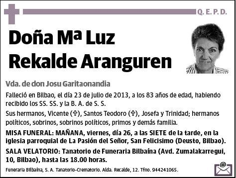 REKALDE ARANGUREN,Mª LUZ