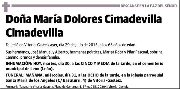 CIMADEVILLA CIMADEVILLA,MARIA DOLORES