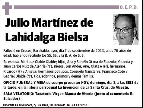 MARTINEZ DE LA HIDALGA BIELSA,JULIO