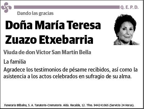 ZUAZO ETXEBARRIA,MARIA TERESA