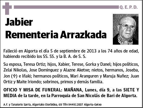REMENTERIA ARRAZKADA,JABIER