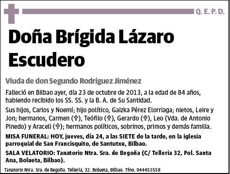 LAZARO ESCUDERO,BRIGIDA