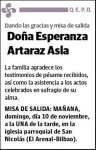 ARTARAZ ASLA,ESPERANZA