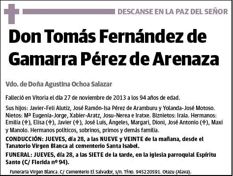 FERNANDEZ DE GAMARRA PEREZ DE ARENAZA,TOMAS