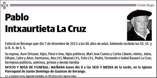 INTXAURTIETA LA CRUZ,PABLO