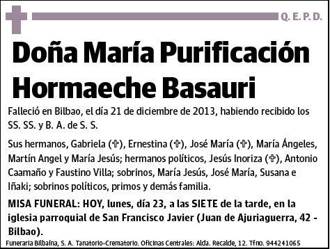 HORMAECHE BASAURI,MARIA PURIFICACION