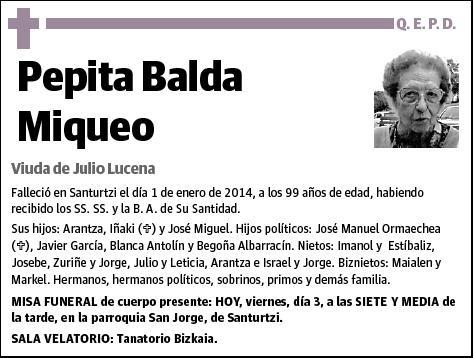 BALDA MIQUEO,PEPITA