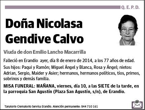 GENDIVE CALVO,NICOLASA