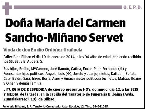 SANCHO-MIÑANO SERVET,MARIA DEL CARMEN