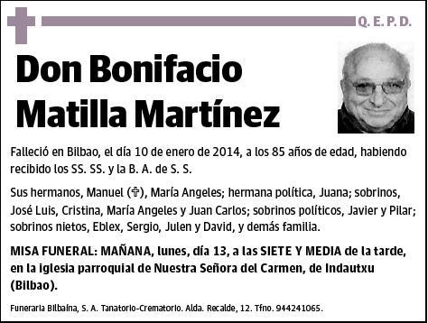 MATILLA MARTINEZ,BONIFACIO