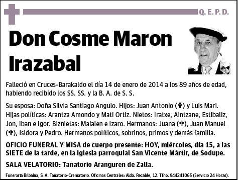 MARON IRAZABAL,COSME