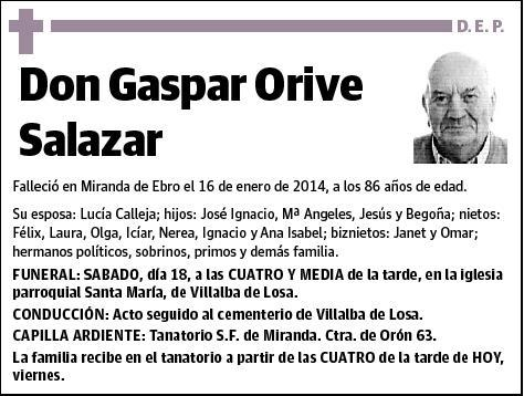 ORIVE SALAZAR,GASPAR
