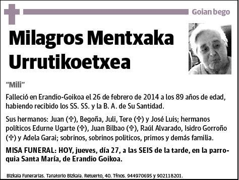 MENTXAKA URRUTIKOETXEA,MILAGROS