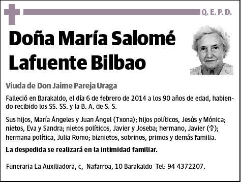 LAFUENTE BILBAO,MARIA SALOME
