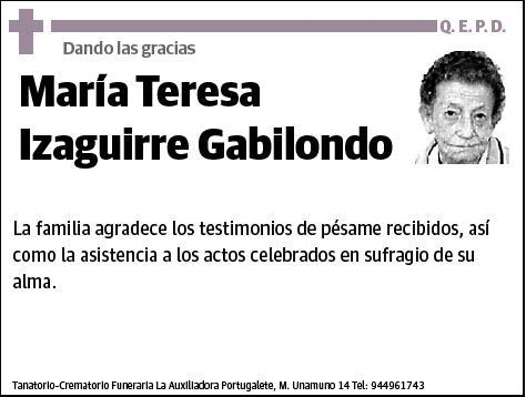 IZAGUIRRE GABILONDO,MARIA TERESA