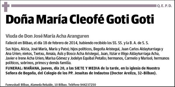 GOTI GOTI,MARIA CLEOFE