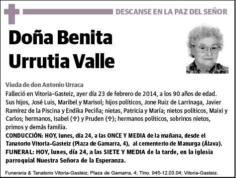 URRUTIA VALLE,BENITA