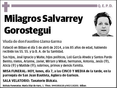 SALVARREY GOROSTEGUI,MILAGROS