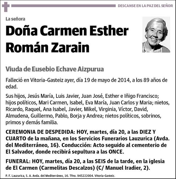 ROMAN ZARAIN,CARMEN ESTHER