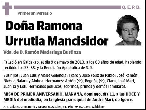 URRUTIA MANCISIDOR,RAMONA